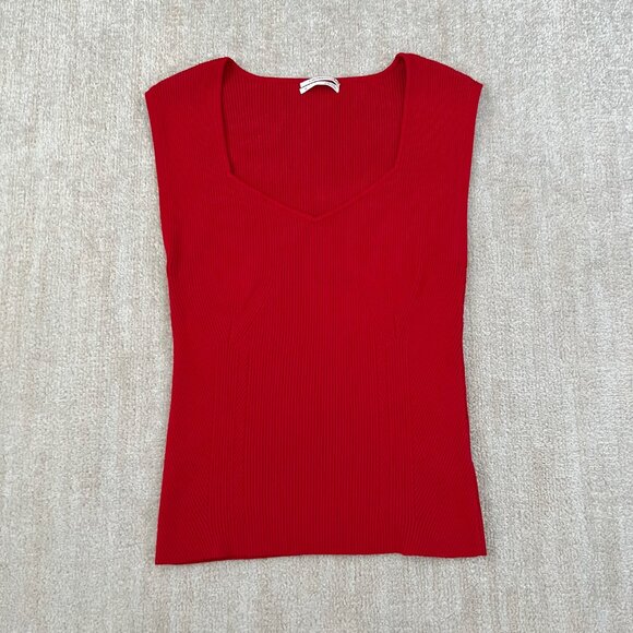 Anthropologie Tops - by Anthropologie Sleeveless Red Knit Ribbed Sweater Tank Top Blouse XL
